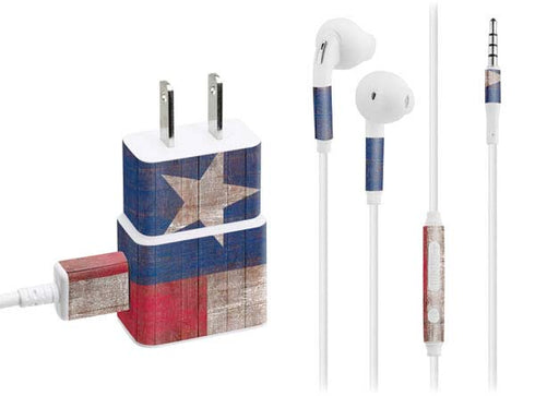Texas Flag Dark Wood Phone Charger Skin